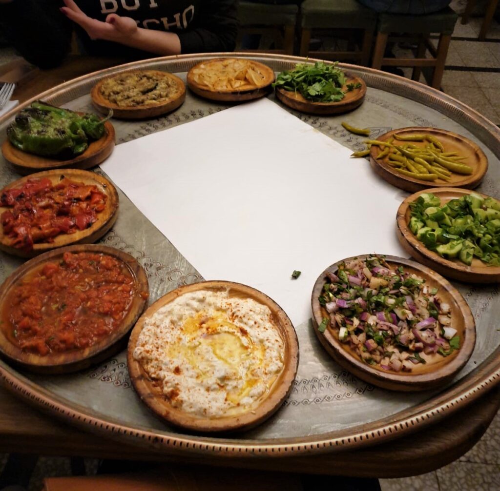 Typical Turkish food in an Istanbul restaurant